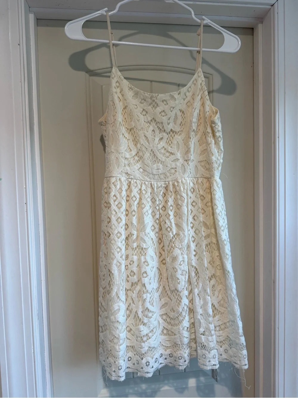 altar'd state cream dress Altar'd State Cream One-Shoulder Ruffle Tiered Dress